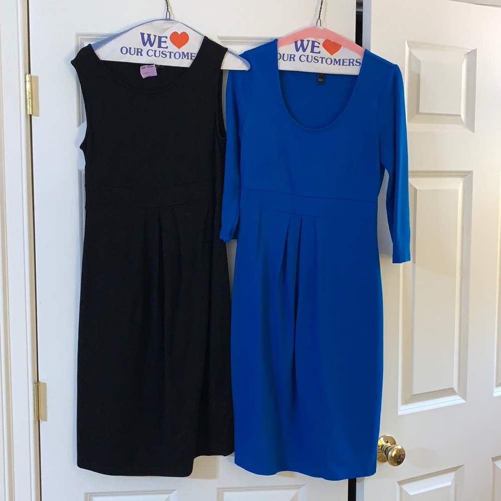 Women’s Classic Sheath Dress - Black and Royal Blue